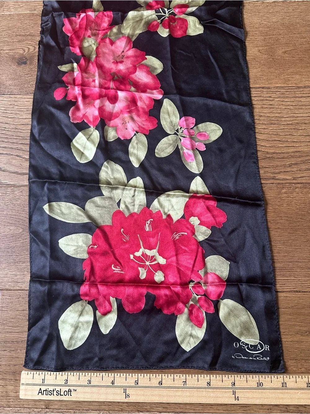 VINTAGE Oscar de la Renta 100% Silk Floral Long Scarf